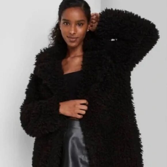 Wild Fable Black Teddy coat Sz XS - Picture 4 of 5